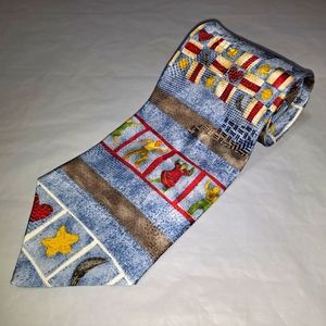 Mahogany Spanish Heritage 💯 Silk Men's Necktie 57-60" x 4" Blue & Multi-colored